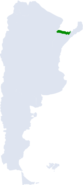 Mapa de Argentina con la región del Alto Paraná